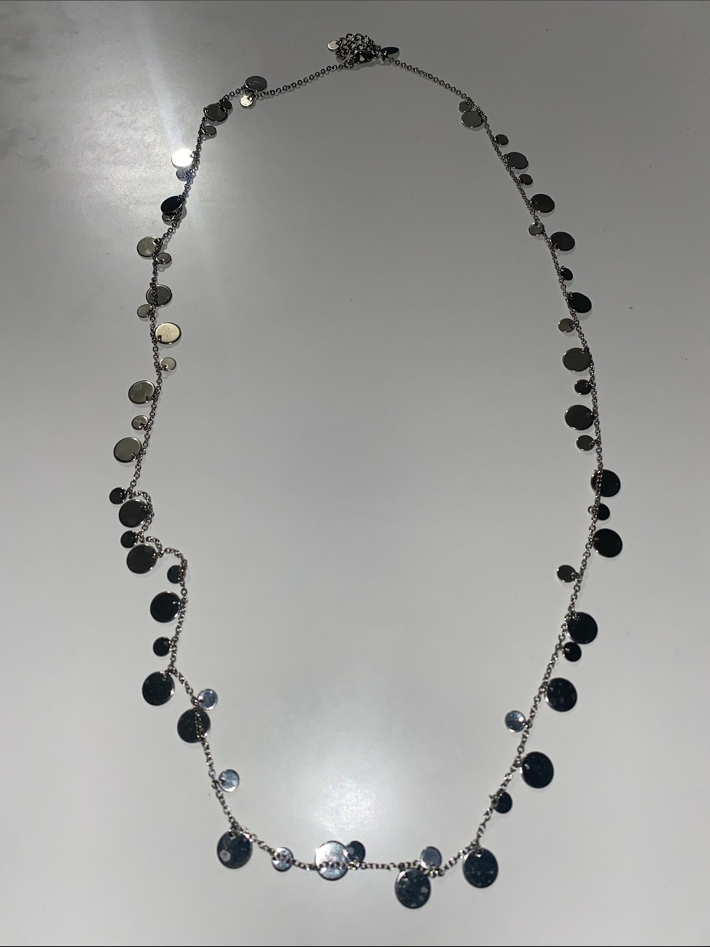 Lia Sophia Silver Disc Dangle Necklace